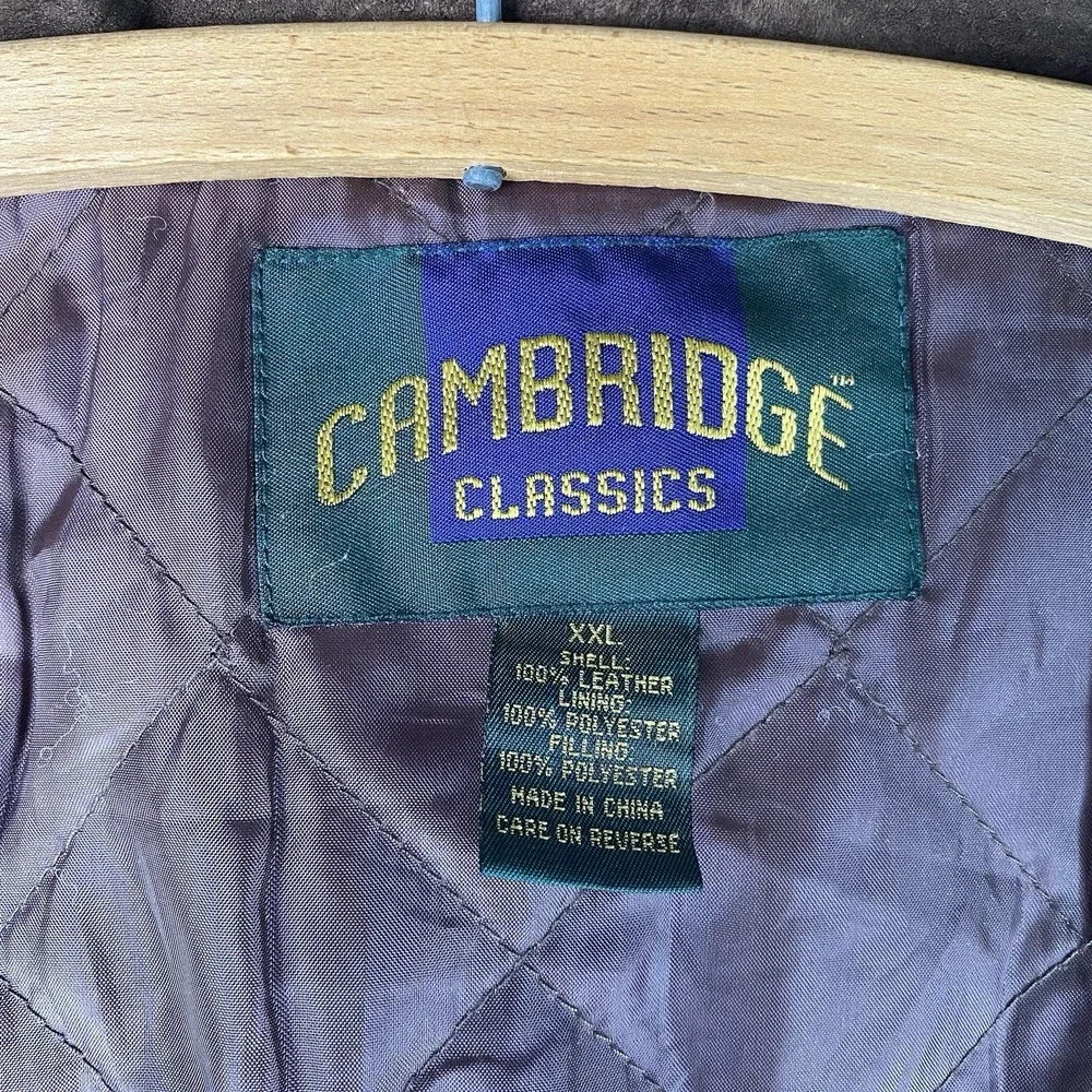 Vintage Cambridge Classics Jacket Mens Size XXL Brown Suede Leather Bomber 90s
